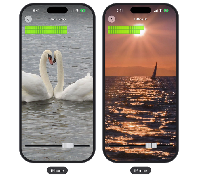 Sleep Songs on iPhone: Gentle Family and Letting Go playing